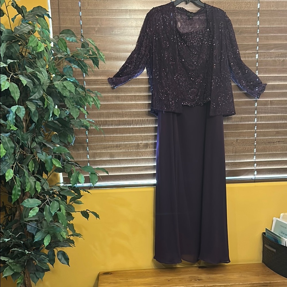 Elegant Plum Evening Gown with Jacket